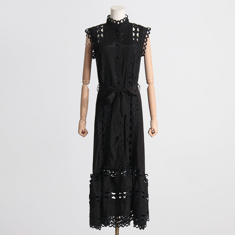 Women Dresses Summer Embroidered Hollow Dress (Qymy0409)