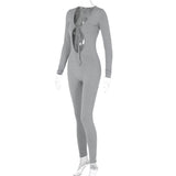 Women Jumpsuit Autumn Sexy Chest Hollow Slim Fit Long Sleeve Jumpsuit