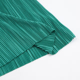 Women Dress Autumn and Winter Green Pleated Dress