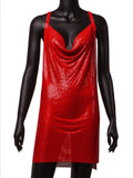 Harlem Nights Outfits Sequins Dress Sexy V-neck Strap Backless Metal Strap Dress