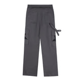 Men Sweatpants Tooling Wide-Leg Straight Trousers Side Stripe Stitching Loose Track Pants