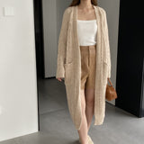 Women Cardigan Sweater Autumn Sweater Cardigan Long Sleeve Baggy Coat W2369