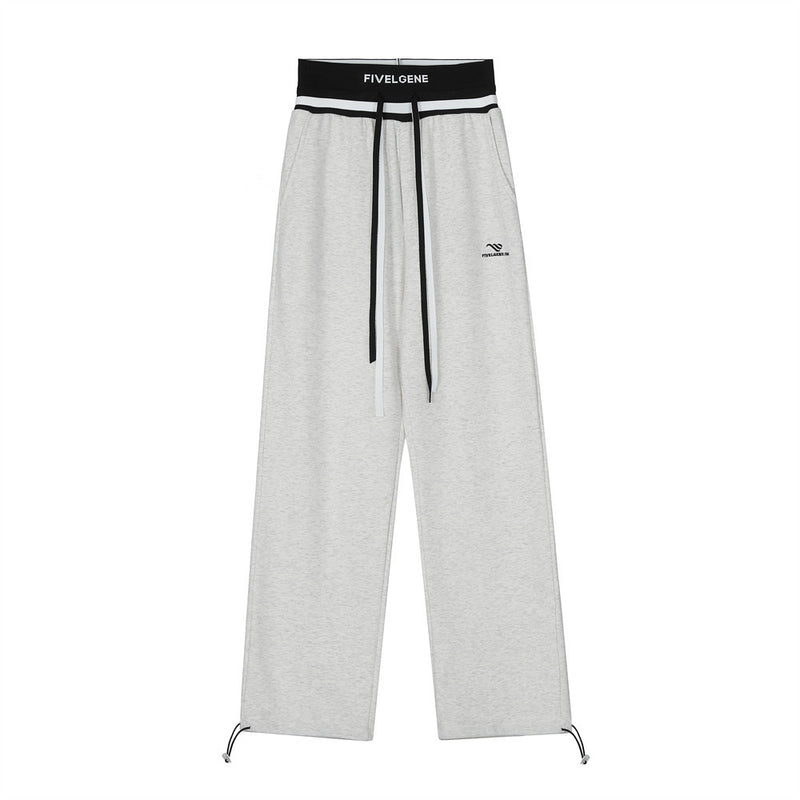 Men Sweatpants Sports Casual Sweatpants Stitching Straight-Leg Trousers Loose-Fit Tappered Trousers