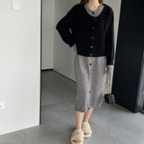 Women Knitted Two-Piece Set Knitted Cardigan Vest Skirt Two-Piece Set A3120