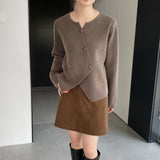 Women Cardigan Sweater Double Breasted Vintage Autumn Cardigan Long Sleeve Sweater Coat Q730