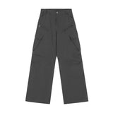 Men Sweatpants Wide-Leg Overalls Multi-Pocket Loose Retro Casual Trousers Pleated Straight-Leg Pants