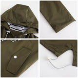 Women's Trench Coat Long-Sleeved Waterproof Mid-Length Trench Coat Women's Hooded Striped Raincoat