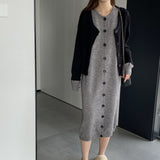 Women Knitted Two-Piece Set Knitted Cardigan Vest Skirt Two-Piece Set A3120