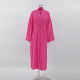 Women Dress Autumn and Winter Leisure Pink Loose Long Dress