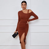 Women Dress off-Shoulder Autumn and Winter Sheath Long Sleeve Sexy Dress