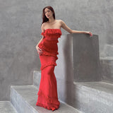 Women Dresses Sexy Ribbon Dress Spring Summer Slim-Fit Long Dress