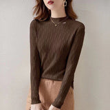 Women Knitted Pullover Turtleneck Sweater Autumn and Winter Knitted Top