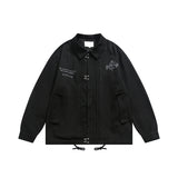 Unisex Jacket Workwear Jacket Lapel Loose Motorcycle Jacket