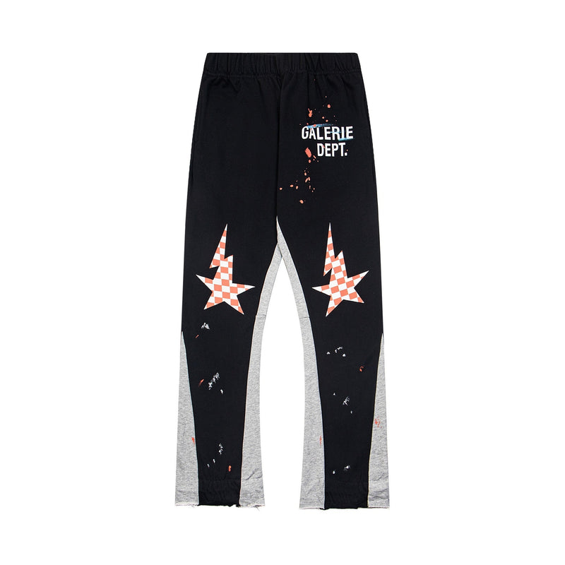 Gallery Dept Sweatpants Hand-painted splashed ink letter patch splicing casual trousers