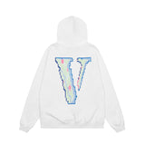 Vlone Hoodie autumn and winter mosaic big V letter pullover