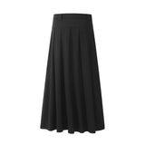 Women Long Skirt Pleated Mid-Length Skirt A- Line Skirt Loose Casual Umbrella Skirt