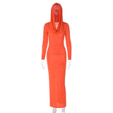 Women Dresses Winter Slim-Fit Hood Long Sleeve Dress