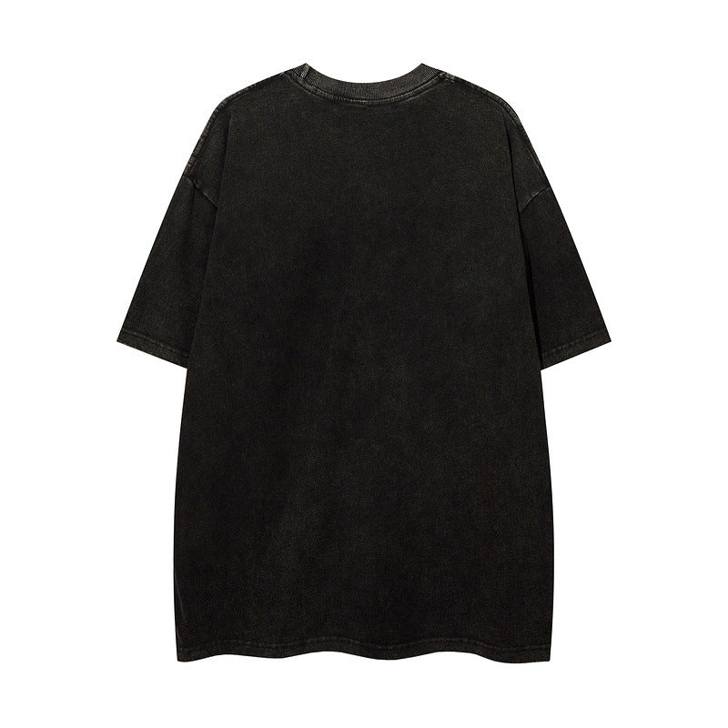Men T Shirt Graffiti Washed and Worn Short Sleeve T-shirt