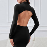 Women Dress Fall/Winter Slim round-Neck Long-Sleeved Dress