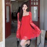 Women Dresses Lace Dress Autumn Retro Dress
