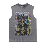 Men Vest Retro Sleeveless Vest T-shirt