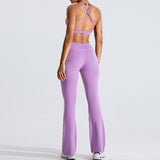 Women Yoga Set Suit Female V-neck Beauty Back Exercise