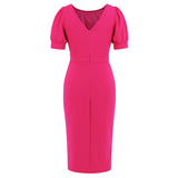 Women Date Dress round Neck Pleated Lace Dress