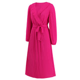 Women Date Dress Sexy Pleated V-neck Dress