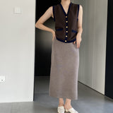 Women Knitted Skirt Autumn and Winter Knitting Straight Skirt Sheath Skirt