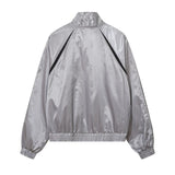 Women Jacket Outdoor Jacket Coat Loose Stand Collar Long Sleeve Sports Trench Coat