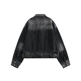 Unisex Jacket Vintage Top Washed Denim Jacket for Women Turn-down Collar Coat Spring and Autumn