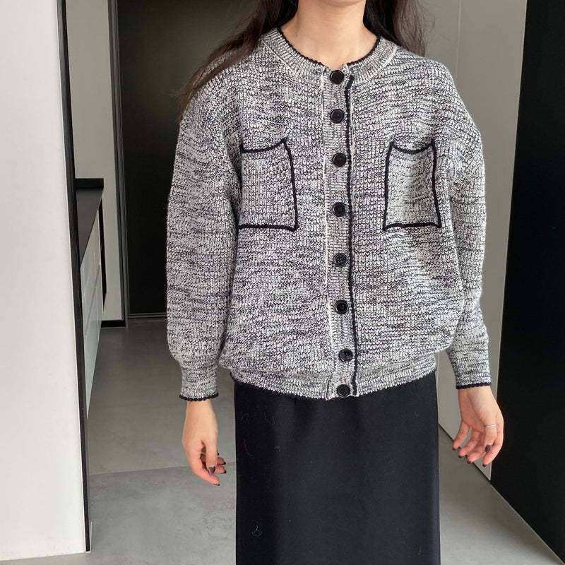 Women Cardigan Sweater Spring Cardigan Coat Black and White Button Sweater Coat 1t1308