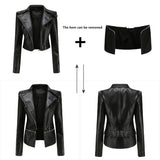 Red Leather Jacket Detachable Spring and Autumn Coat Women's Casual Jacket