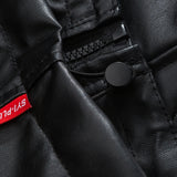 Unisex Winter Cotton Coat Three-Dimensional Pocket Decoration down Jacket Vintage PU Leather down Jacket