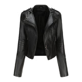 Red Leather Jacket Spring and Autumn Leather Women's Rivet Coat Zipper Leather Jacket