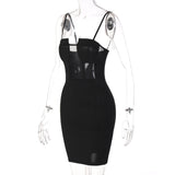 Women Dresses Spring Slim Fit Patchwork Sling Backless Dress