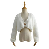 Women Sweater Knitwear Loose Sexy Long Sleeve Knitwear Casual Autumn Sweater Short Furry Coat