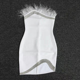 Women's Wedding Dress Feathered Dress Bandage Dress Summer Hip Skirt