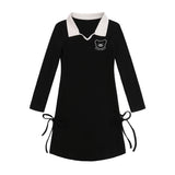 Women Dresses Polo Collar Long Sleeve Dress