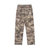 Men Sweatpants Camouflage Slacks Men's Loose Zip Slit Straight-Leg Trousers