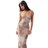 Women Dresses Slim Fit Dress Suspender Dress (Bla0420)