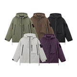 Unisex Winter Cotton Coat Vintage Loose Hooded Color Contrast Shell Jacket Workwear Jacket
