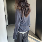 Women Knitted Two-Piece Set Spring Loose Sweater round Neck Vest Blouse Ab29