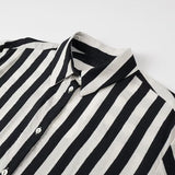 Women Tops Summer Striped Shirt Single-Breasted Mid-Length Top