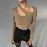 Women Jumpsuit Hollow-out Jumpsuit Sexy Slim Long Sleeve Top