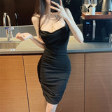 Women Dresses Suspender Skirt Pleated Hip Skirt Skirt