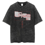 2024Men Vintage Black T Shirt Streetwear Harajuku Anime Print