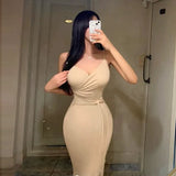Women Dresses Figure Sexy V-neck Long Dress Suspender Skirt