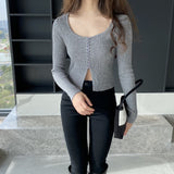 Women Cardigan Sweater Retro Square Collar Knitted Cardigan Short Top Female 8t8215