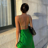 Corset Dress Summer Suspenders Ice Silk Imitation Silk Dress